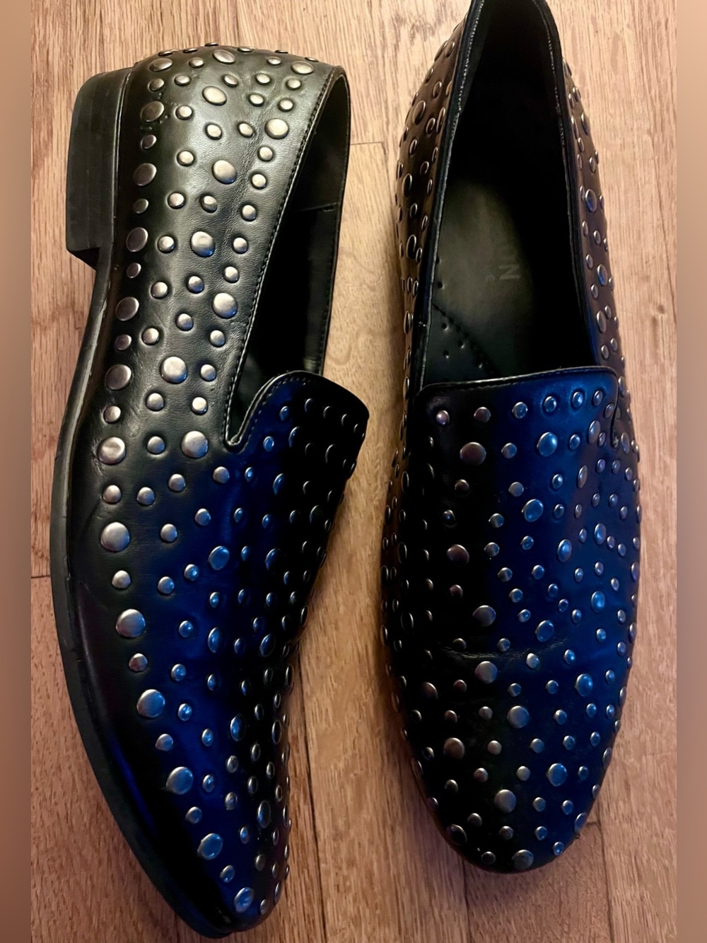 Kenneth Cole Reaction Trophy Loafer Black Studs Mens Casual Slip On Shoes Sz 9.5